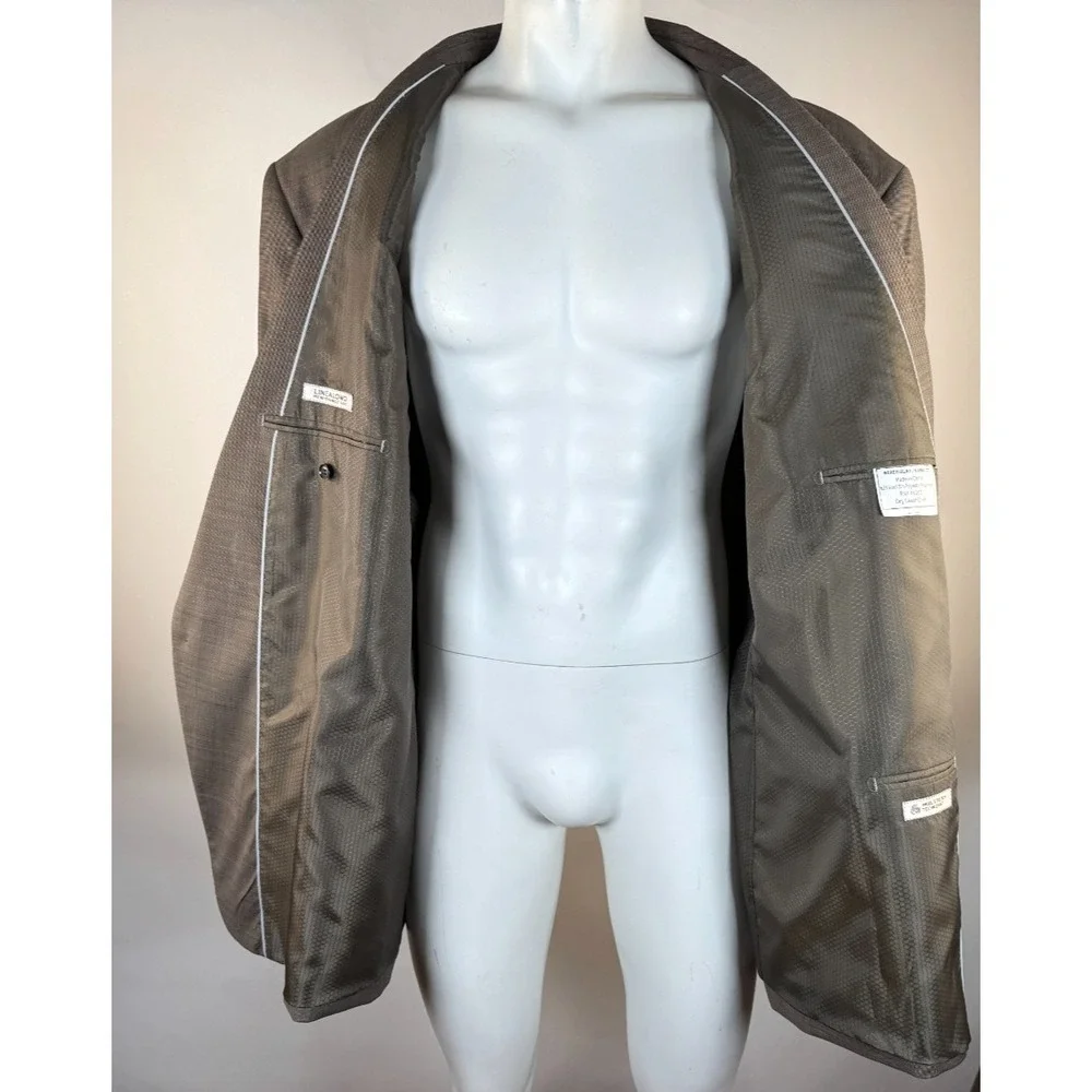 Linea Uomo 2PC Set Performance Suit Jacket & Pants Mens 60R NWT Stretch Wool Tan